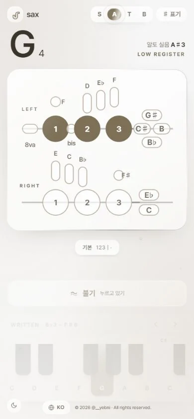 sax 현재 화면